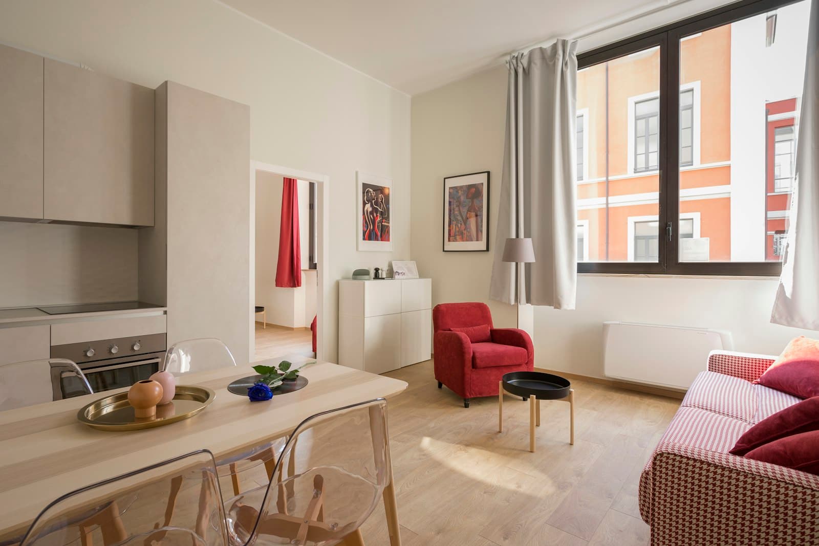 Loft-style living room on the canal